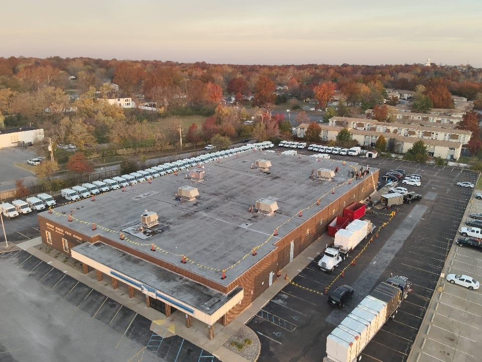 Amigo job site, in-progress roof work