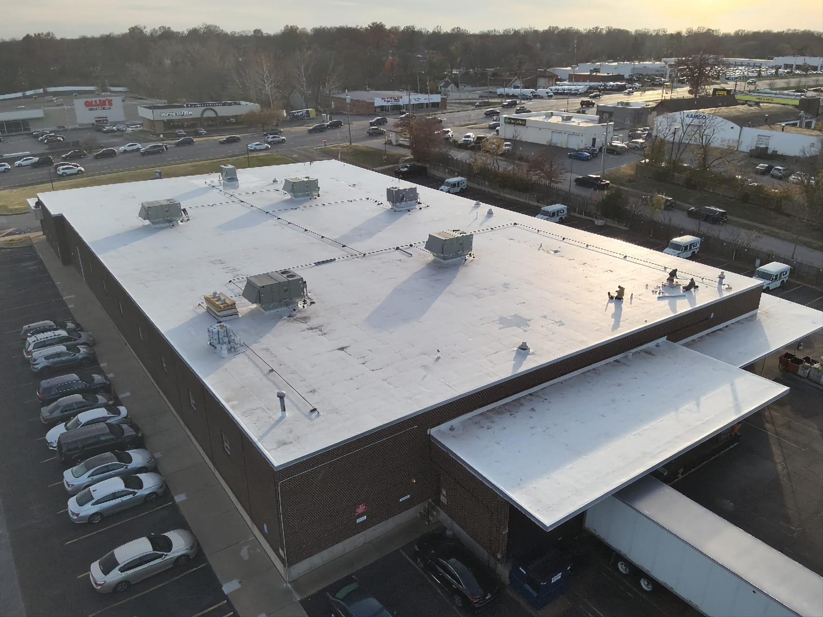 Amigo job site, in-progress roof work