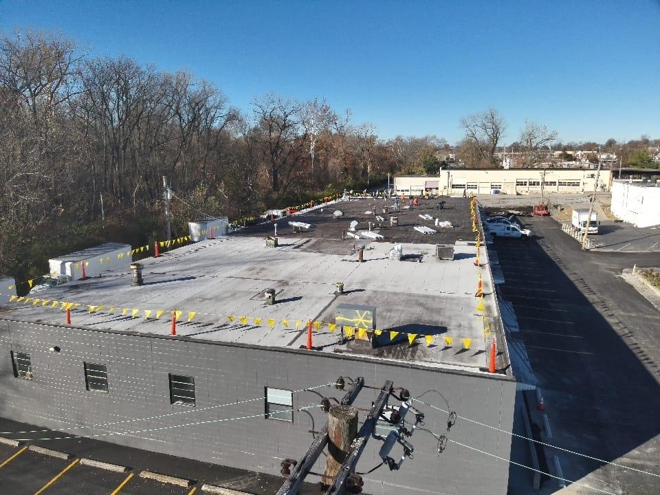 Amigo job site, in-progress roof work